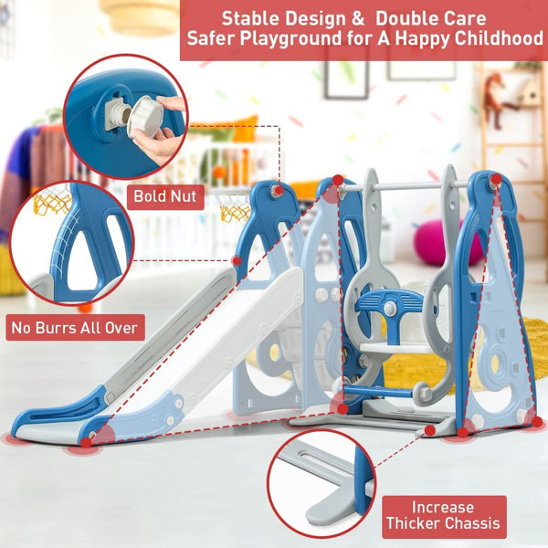 Neche Indoor Baby Plastic Slide And Swing Set Outdoor Toddler Climber